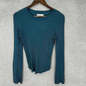 Modern Citizen sweater womens medium teal ribbed knit open tie back stretch boho